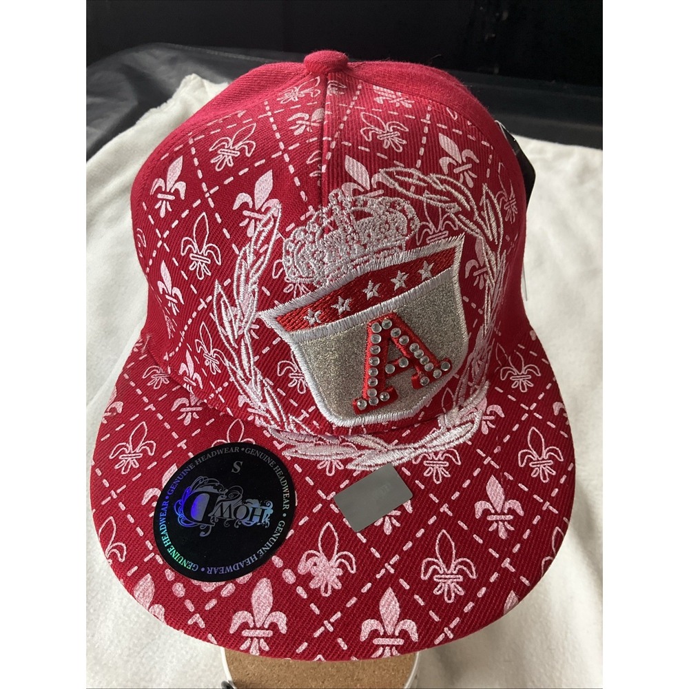 HowD Genuine Red Headwear Small Fitted Baseball Hat Embroiled A Logo Cap NWT
